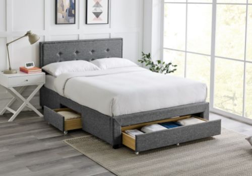 Limelight Florence 5ft Kingsize Grey Fabric Bed Frame With Drawers