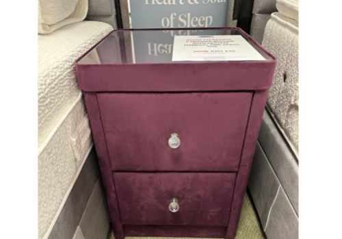 STORE CLEARANCE Millbrook 2 Drawer Bedside In Berry Fabric
