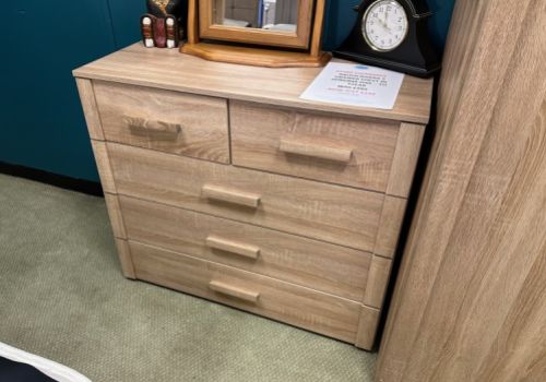 STORE CLEARANCE Rauch Rivera 5 Drawer Chest In Sonoma Oak