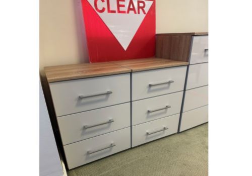 STORE CLEARANCE Rauch Morella 3 Drawer Bedside In Soft Grey And Oak