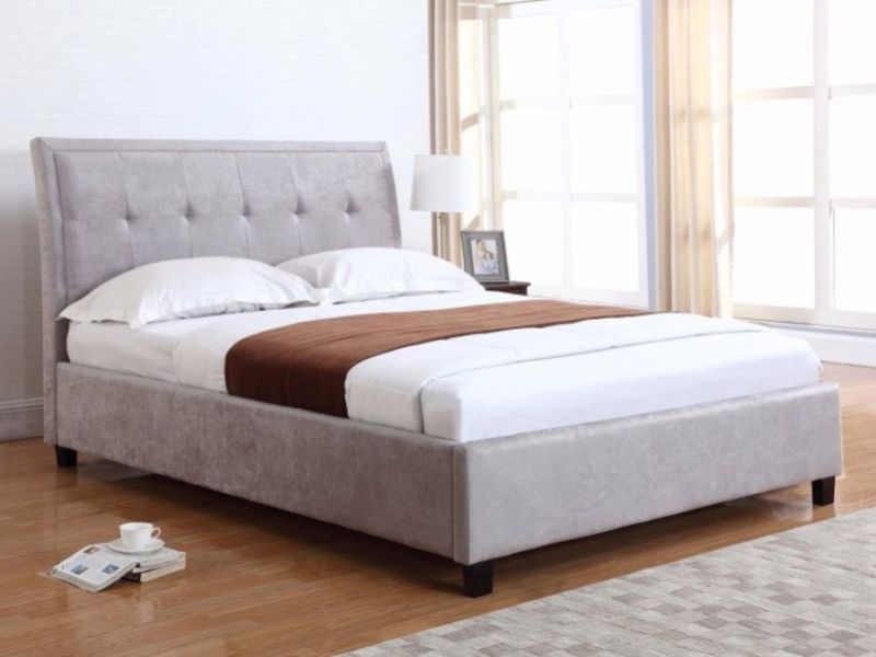 Flair Furnishings Charlotte 5ft Kingsize Silver Fabric Ottoman Bed Frame
