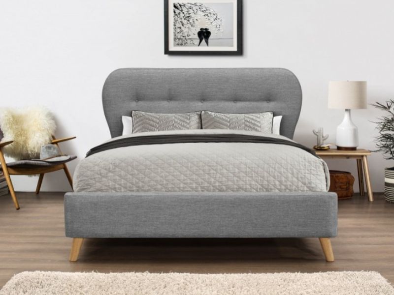 Flair Furnishings Ashley 4ft6 Double Grey Fabric Bed Frame