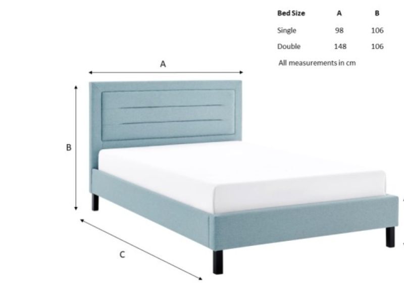 Limelight Picasso 4ft6 Double Duck Egg Blue Fabric Bed Frame