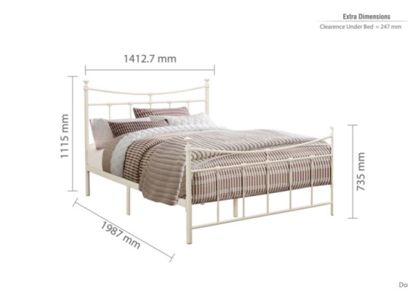 Birlea Emily 4ft6 Double Cream Metal Bed Frame