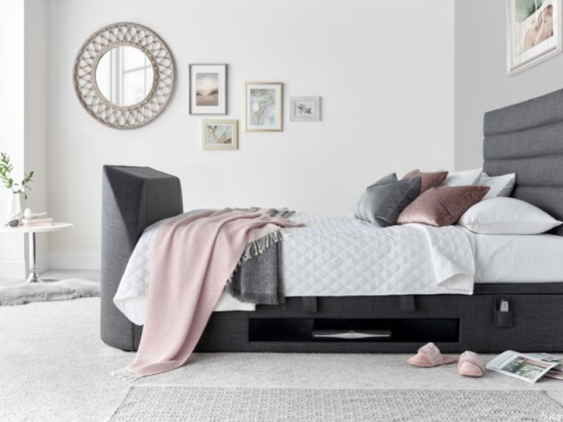 Kaydian Appleton 6ft Super Kingsize Slate Grey Fabric Ottoman TV Bed