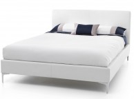 Serene Monza 4ft6 Double White Faux Leather Bed Frame Thumbnail