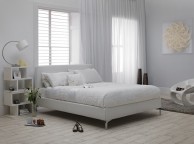 Serene Monza 4ft6 Double White Faux Leather Bed Frame Thumbnail