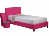 GFW Crystal 3ft Single Hot Pink Faux Leather Bed Frame Thumbnail