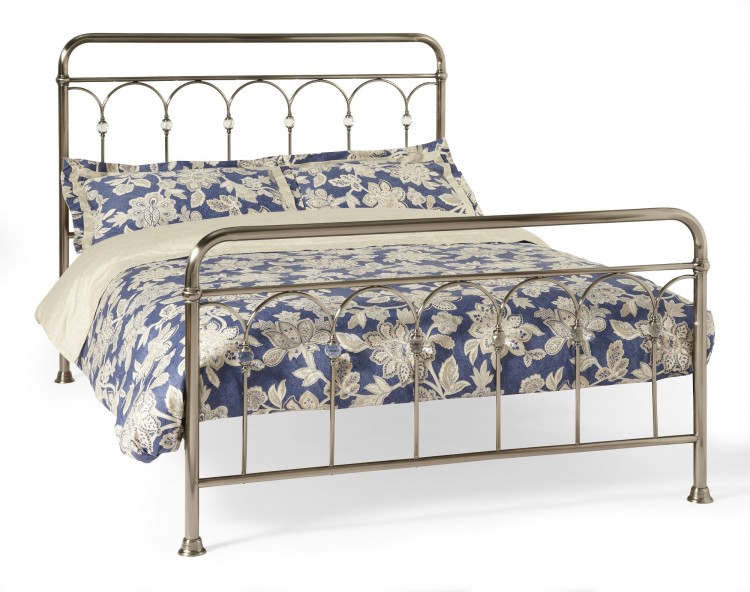 Serene Shilton 6ft Super King Size Antique Nickel Metal Bed Frame with Crystals by Serene