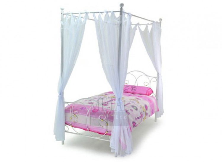 Metal Beds Ballet 3ft Single White Four Poster Metal Bed ...