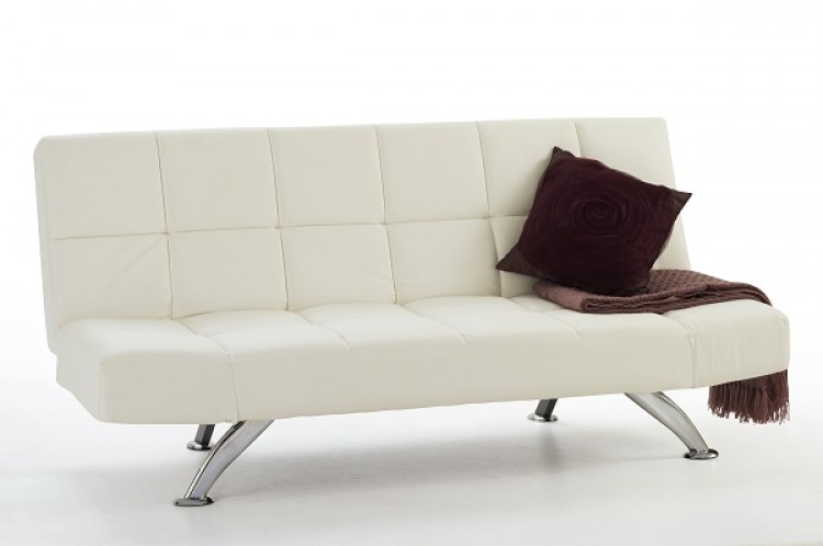 venice white faux leather sofa bed