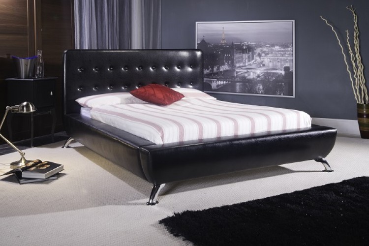 kingsize black leather bed frame is a simply stunning faux leather bed 750 x 500