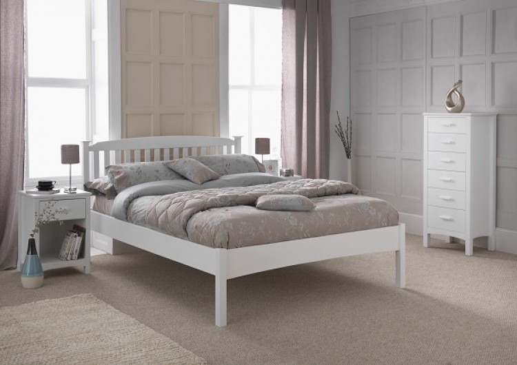Serene Eleanor 4ft Small Double White Wooden Bed Frame with Low Footend by Serene Furnishings