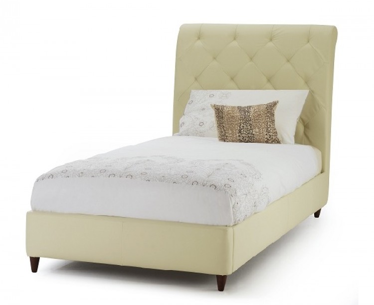 The Serene Verona 3ft single cream faux leather bed frame is beautiful 750 x 611
