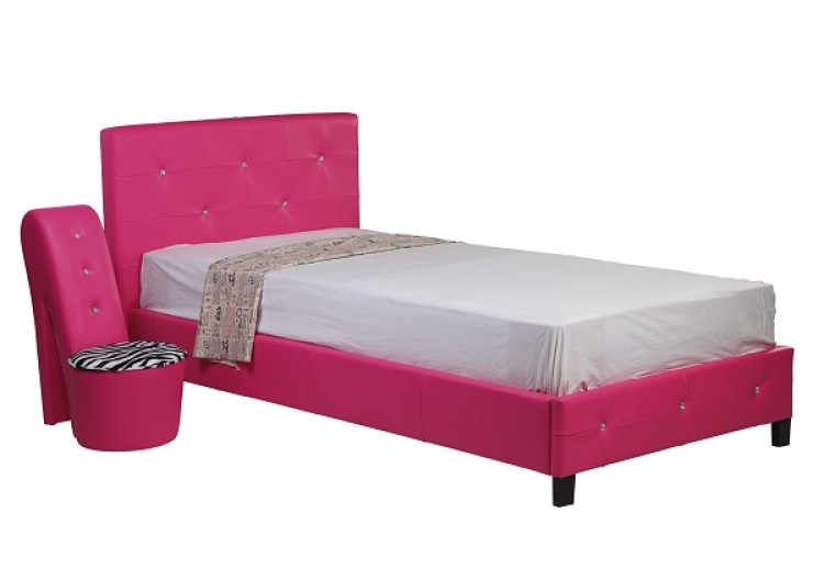 Pink Faux Leather Bed 750 x 527