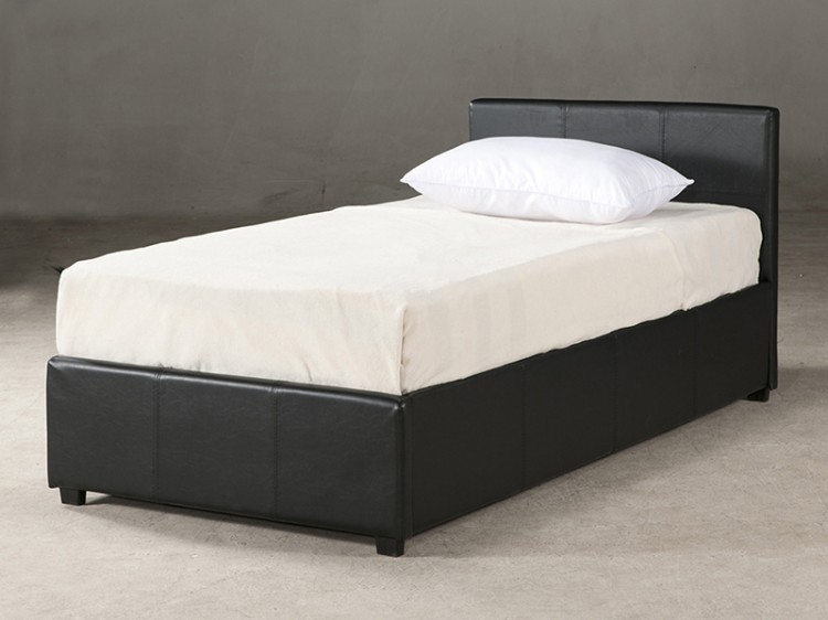 Michigan 3ft Single Black Faux Leather Ottoman Lift Bed Frame by GFW 750 x 562