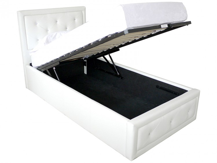 White Leather Bed Frames with Storage 750 x 562