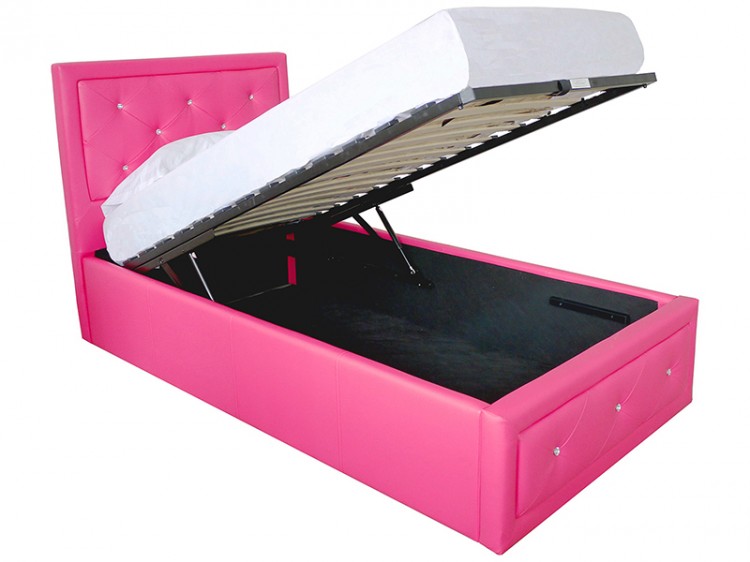 GFW Hollywood 3ft Single Hot Pink Faux Leather Ottoman