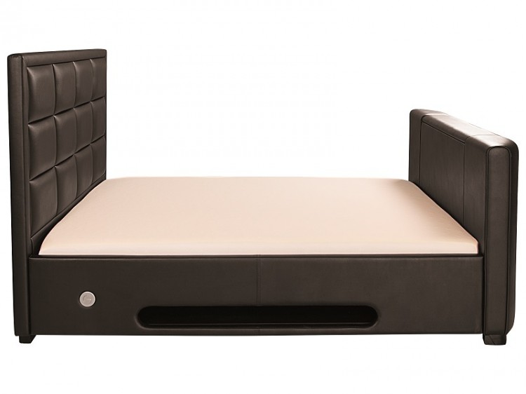 GFW Lincoln 5ft Kingsize Black Faux Leather TV Bed Frame by GFW