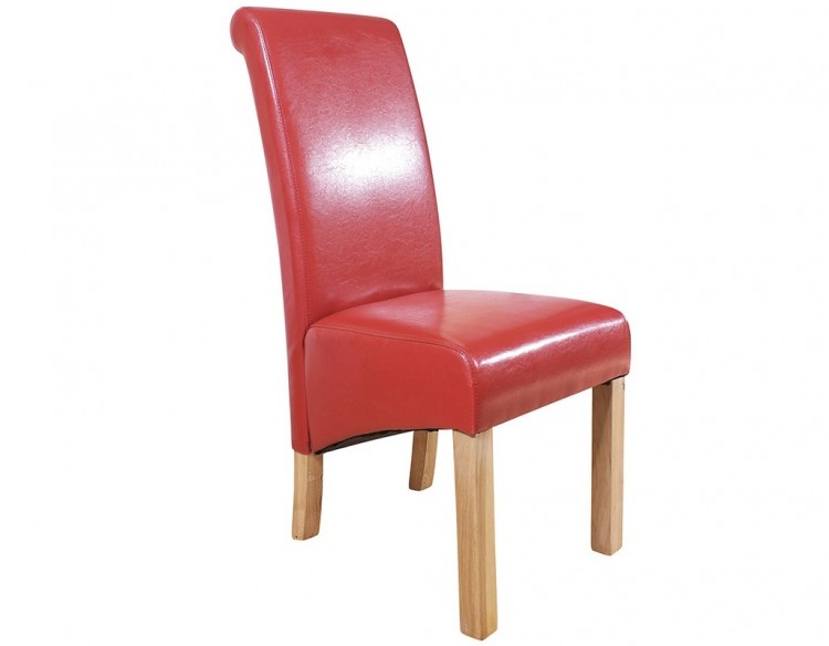 GFW Hudson Pair Of Red Faux Leather Dining Chairs by GFW