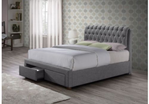 Birlea Valentino 4ft6 Double Grey Fabric Bed Frame with 2 Drawers