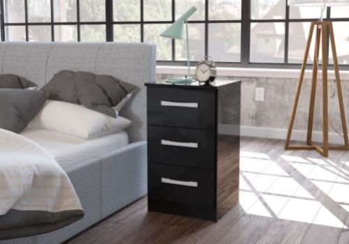 Birlea Lynx Black Gloss 3 Drawer Bedside