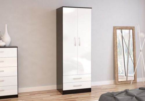 Birlea Lynx Black with White Gloss 2 Door Combi Robe