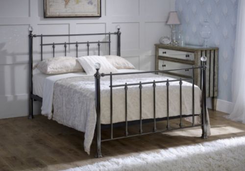 Limelight Libra 4ft6 Double Black Chrome Metal Bed Frame With Crystals