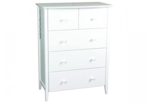 Sweet Dreams Ruby White 5 Drawer Chest of Drawers