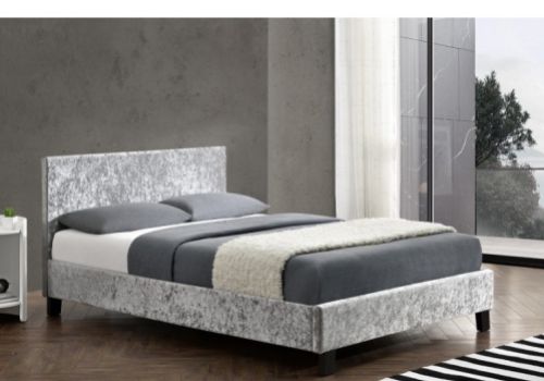 Birlea Berlin 5ft Kingsize Steel Crushed Velvet Fabric Bed Frame