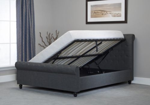 Emporia Oxford 6ft Super Kingsize Grey Fabric Ottoman Bed