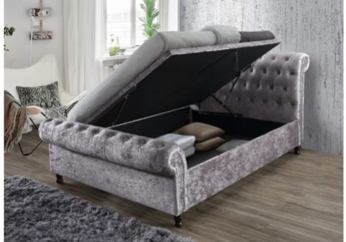 Birlea Castello 6ft Super Kingsize Steel Crushed Velvet Fabric Ottoman Bed Frame