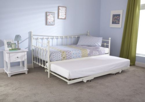 GFW Memphis 3ft Single Ivory Metal Day Bed with Underbed