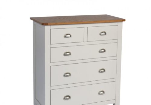 Sweet Dreams Cooper Pale Grey And Oak 5 Drawer Chest