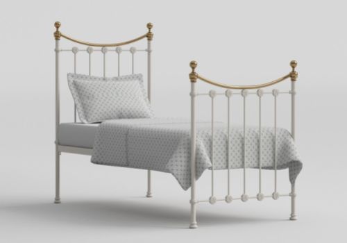 OBC Carrick 3ft Single White With Brass Metal Bed Frame
