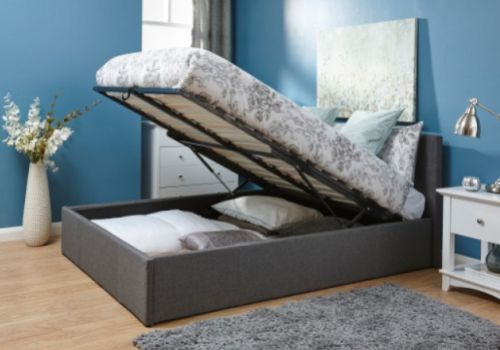 GFW End Lift Ottoman 4ft6 Double Grey Fabric Bed Frame