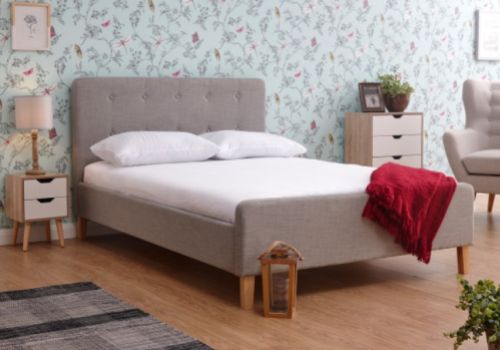 GFW Ashbourne 5ft Kingsize Light Grey Fabric Bed Frame