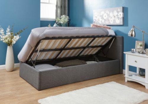 GFW Side Lift Ottoman 3ft Single Grey Fabric Bed Frame