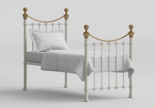 OBC Selkirk 3ft Single Glossy Ivory Metal Bed Frame