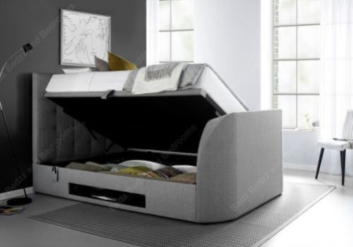 Kaydian Barnard 4ft6 Double Light Grey Fabric Ottoman TV Bed