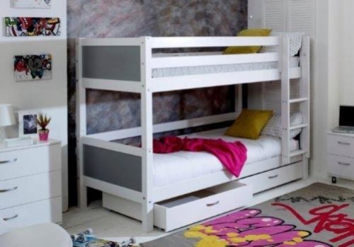 Thuka Nordic Bunk Bed 2 With Flat Grey End Panels And Drawers