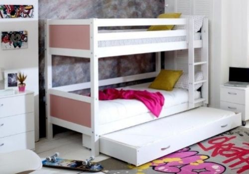 Thuka Nordic Bunk Bed 3 With Flat Rose End Panels And Trundle Bed