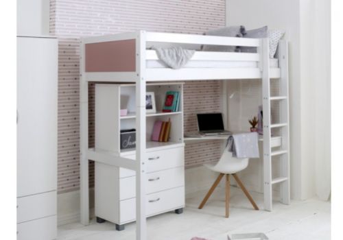 Thuka Nordic Highsleeper Bed 4 With Rose End Panels With Bookcase And Desk