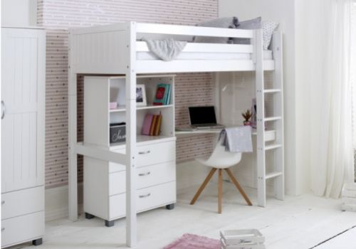 Thuka Nordic Highsleeper Bed 4 With Grooved End Panels With Bookcase And Desk