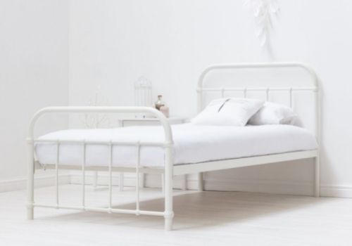 Sleep Design Henley 3ft Single Stone White Metal Bed Frame