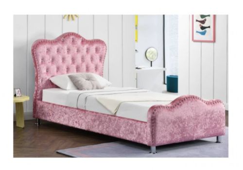 STORE CLEARANCE Sleep Design Windsor 3ft Single Crushed Pink Velvet Storage Bed Frame