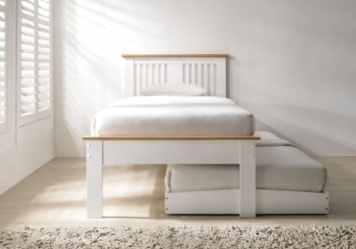 Flintshire Halkyn 3ft Single White And Oak Finish Guest Bed