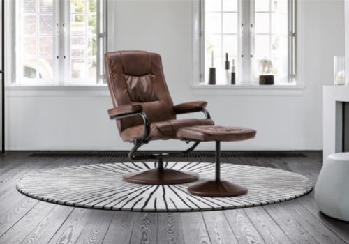 Birlea Memphis Tan Faux Leather Swivel Chair And Stool