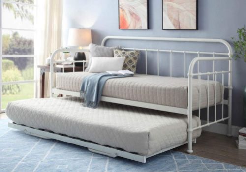 Sleep Design Harlow 3ft Single White Metal Day Bed And Trundle