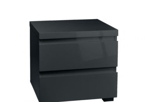 LPD Puro 2 Drawer Bedside In Charcoal Gloss